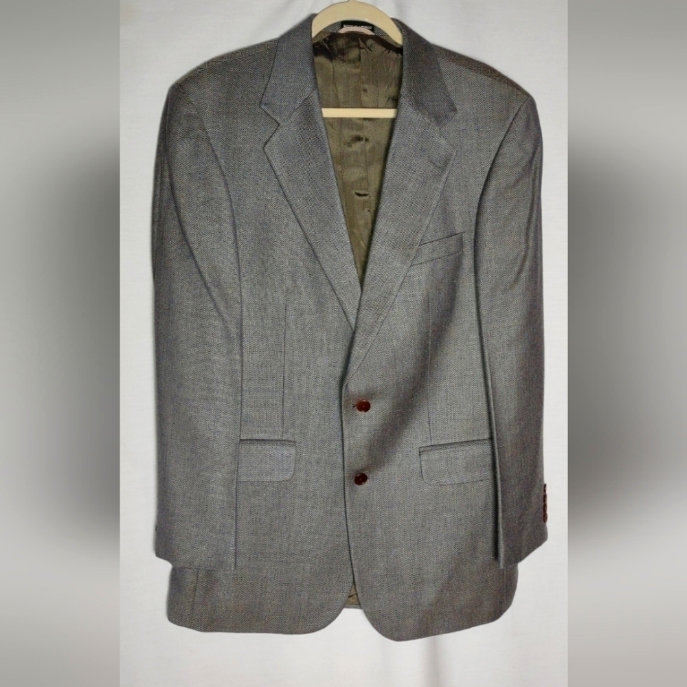 Oak Creek Men's Sport Coat Silk Wool Cashmere Blend 41L Herringbone Pattern